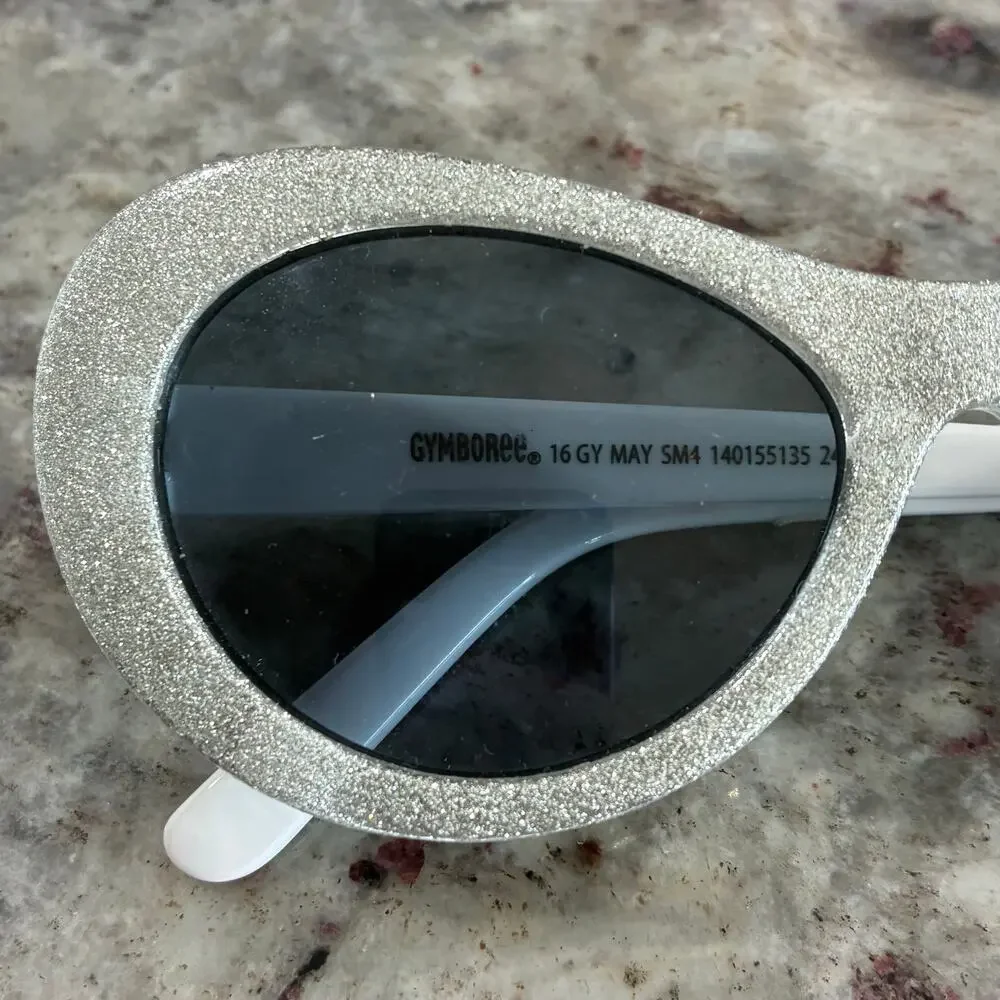 Gymboree Girls Glitter Oval Sunglasses Silver Retro Style 6+